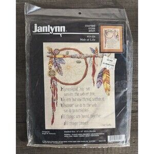 1996 JANLYNN Vintage Cross Stitch Kit #13-224 WEB OF‎ LIFE Indian Dream Catcher